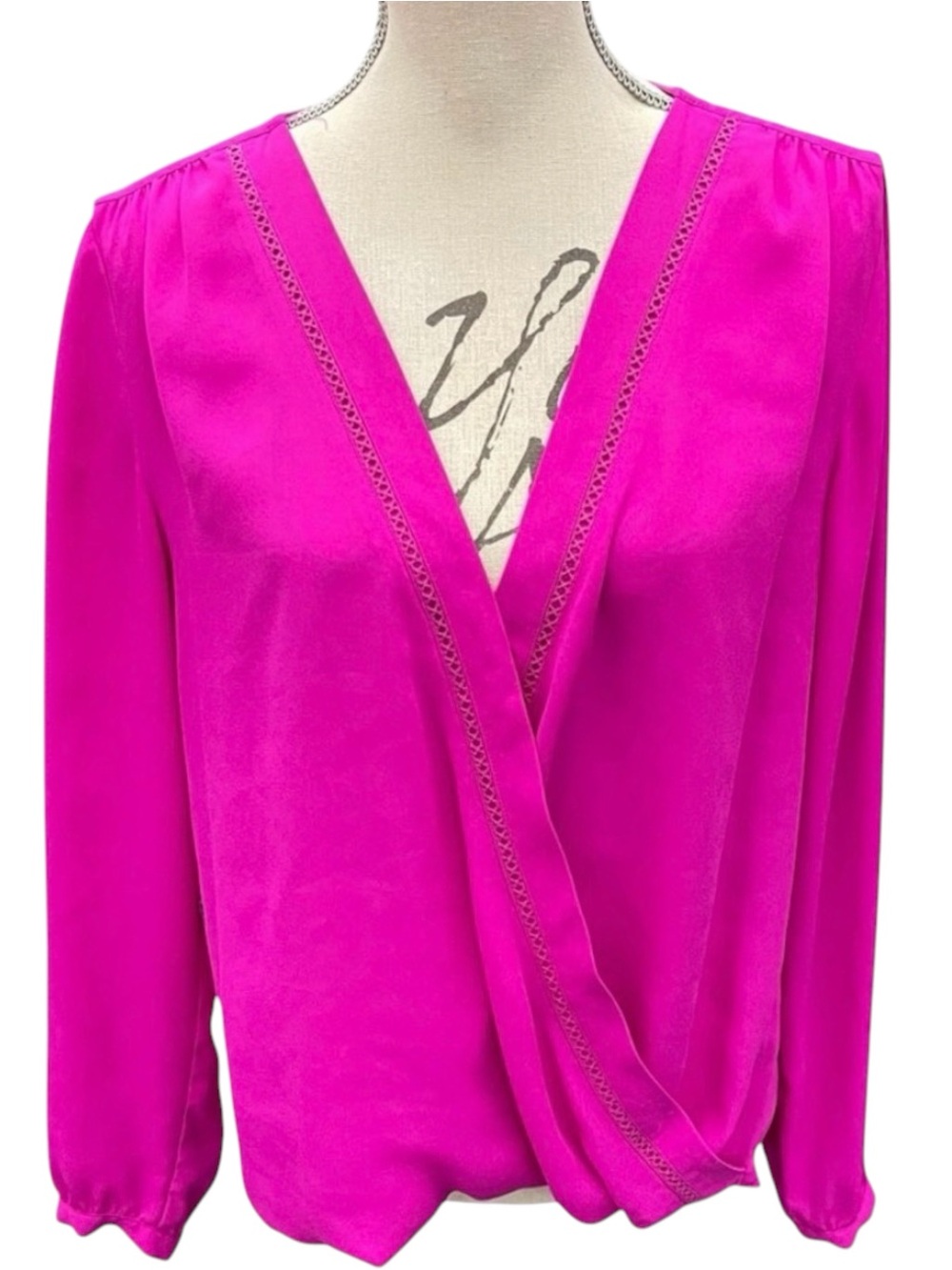 INC International Concepts Fuchsia Pink Crossover Blouse Top (M)